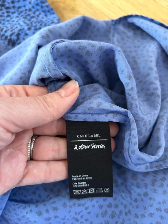 & OTHER STORIES spotted animal leopard print midi slip dress blue size 2 - Picture 10 of 13